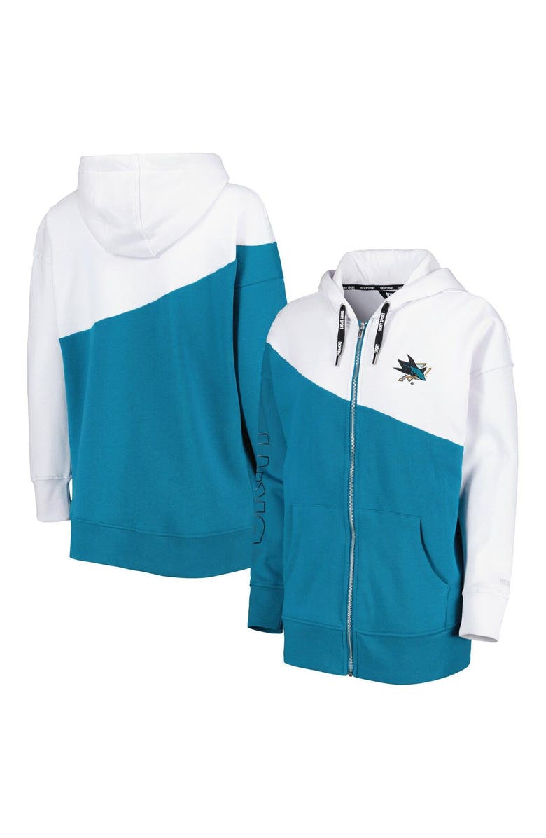DKNY SPORT Women's DKNY Sport Teal/White San Jose Sharks Gina Full-Zip Hoodie, Main, color, 