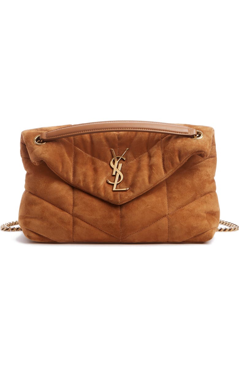 Saint Laurent Small Loulou Puffer Quilted Suede Crossbody Bag, Main, color,