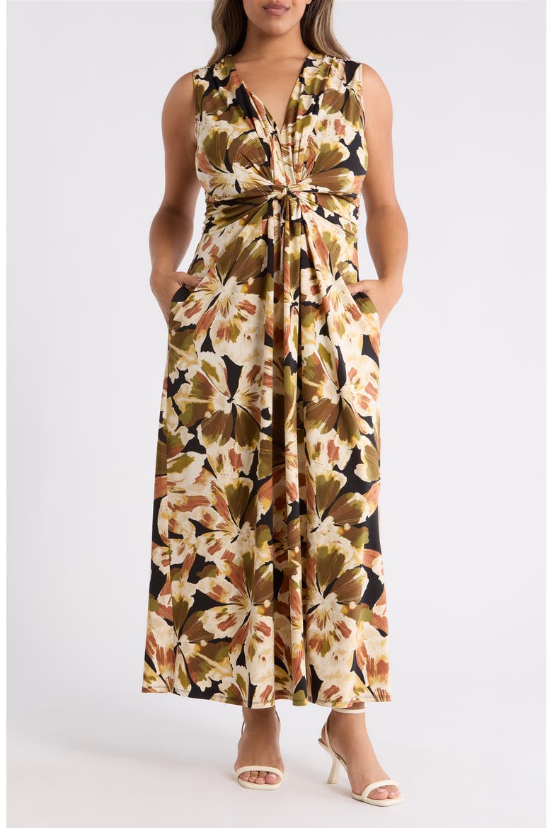 Twist Front Maxi Dress, Main, color, ANNE BLACK MULTI