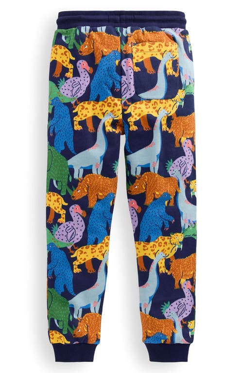 Mini Boden Kids' Dino Print Cotton Joggers In Blue