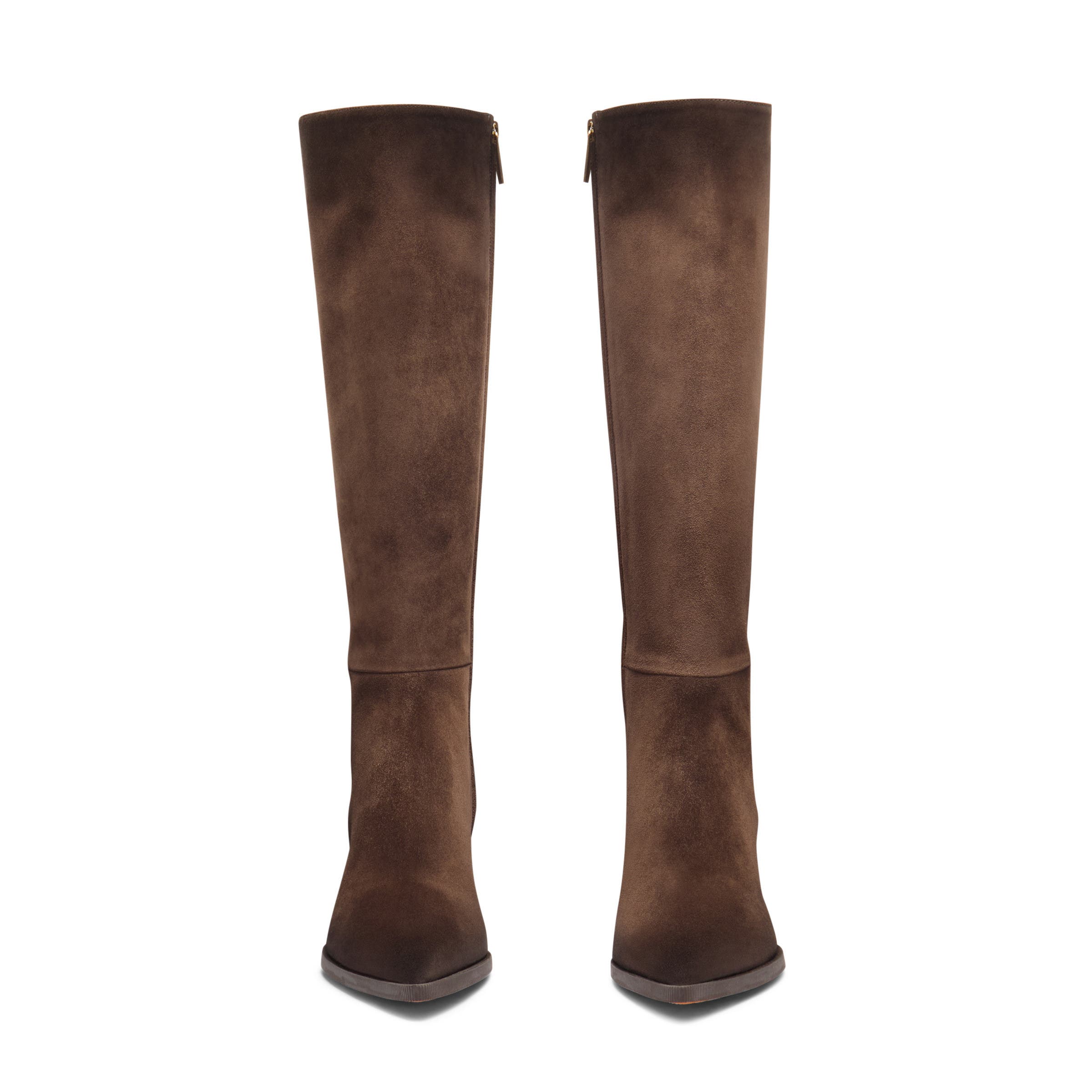 Santoni Women's Suede Mid-Heel Boot, Alternate, color, Brown