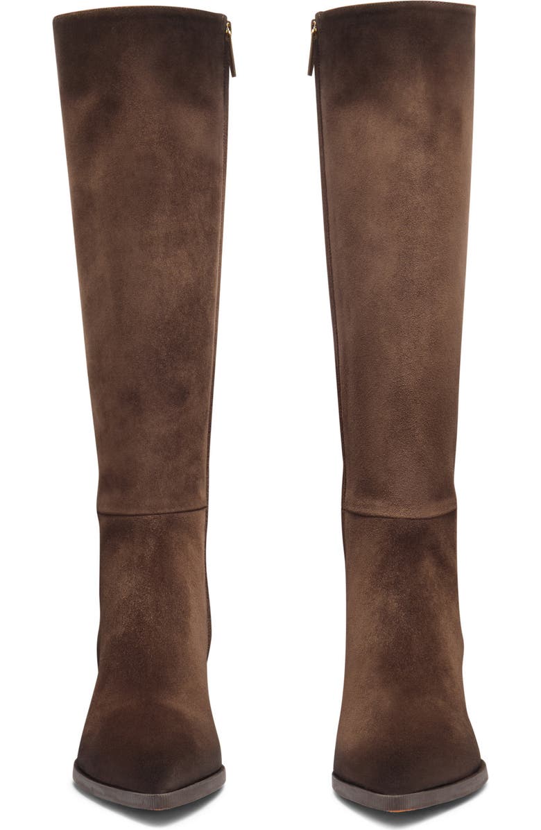 Santoni Women's Suede Mid-Heel Boot, Alternate, color, Brown