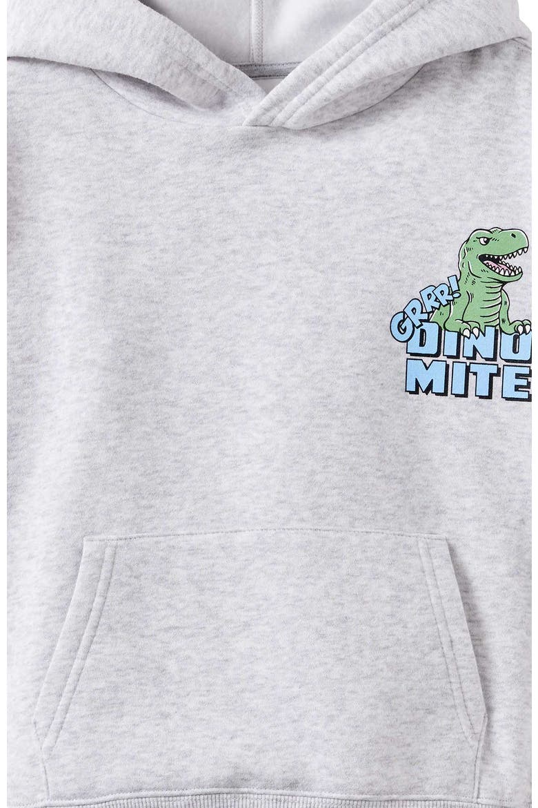 Kid's Sammy Box Fit Hoodie, Alternate, color, Grey Marle Dino
