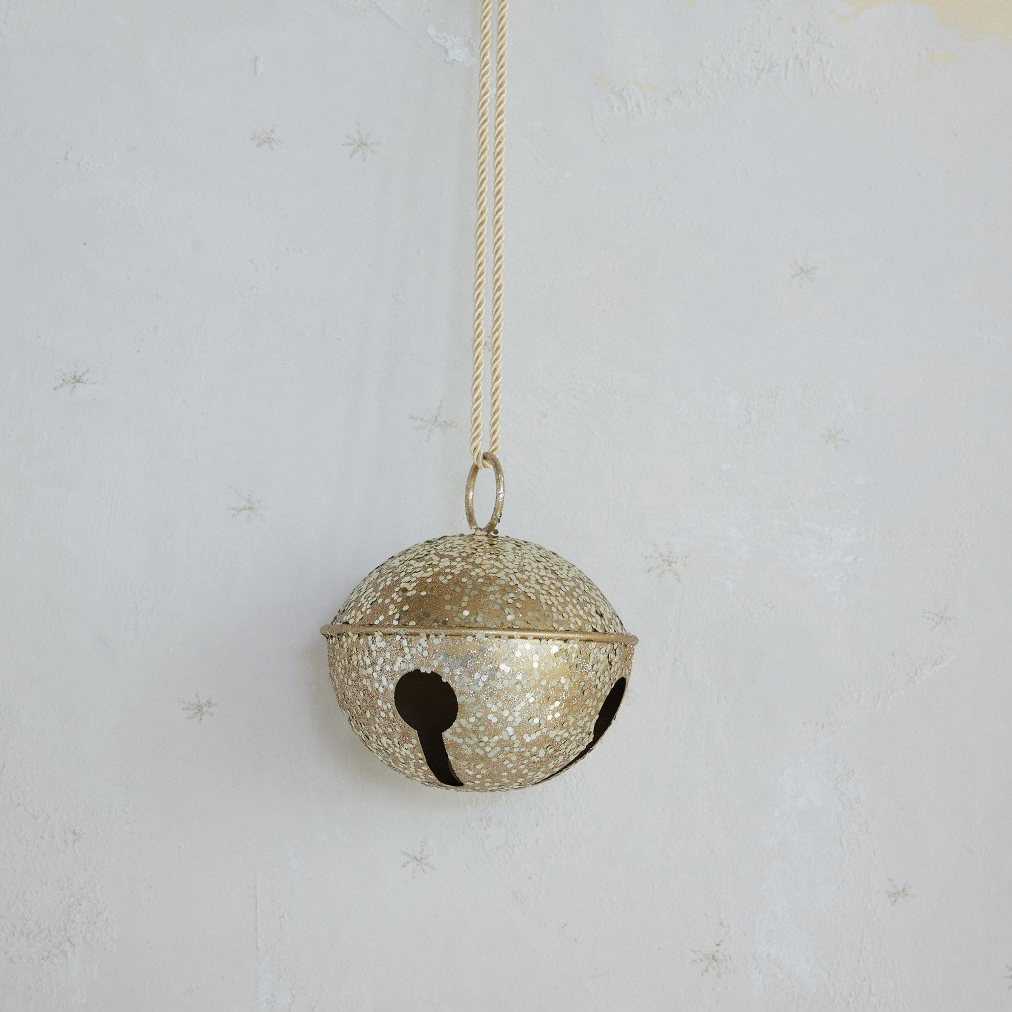 Olive Grove Glitter Iron Bell Ornament with Ribbon | Nordstrom