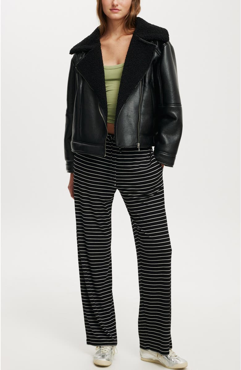 Cotton On Women's Dakota Faux Leather Aviator, Alternate, color, Black