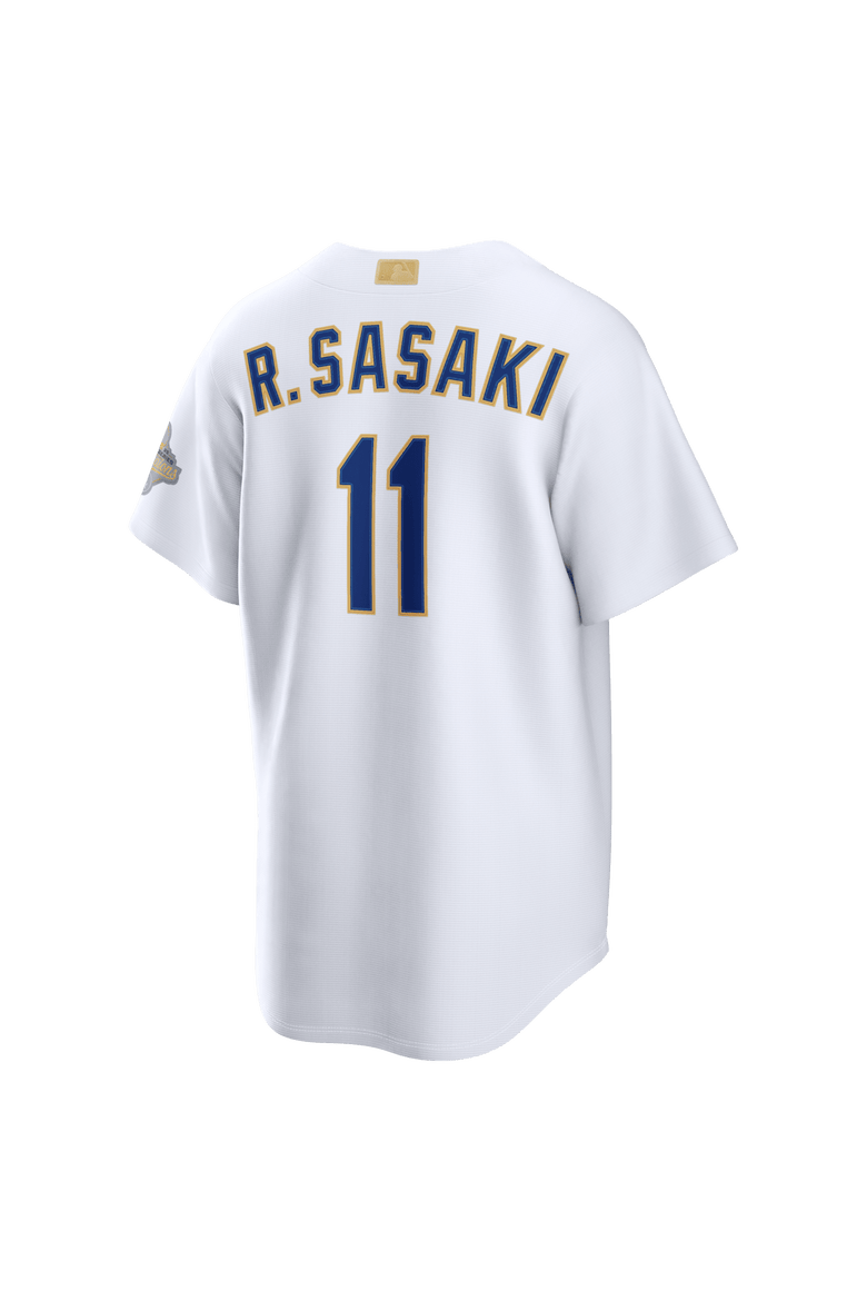 Men's Nike Roki Sasaki White Los Angeles Dodgers 2026 Gold Collection Stadium Jersey, Alternate, color, White