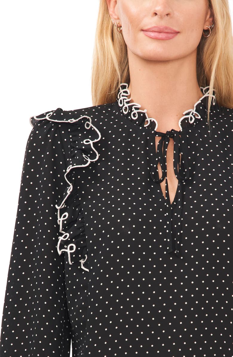 CeCe Ruffle Tie Neck Top, Alternate, color, 