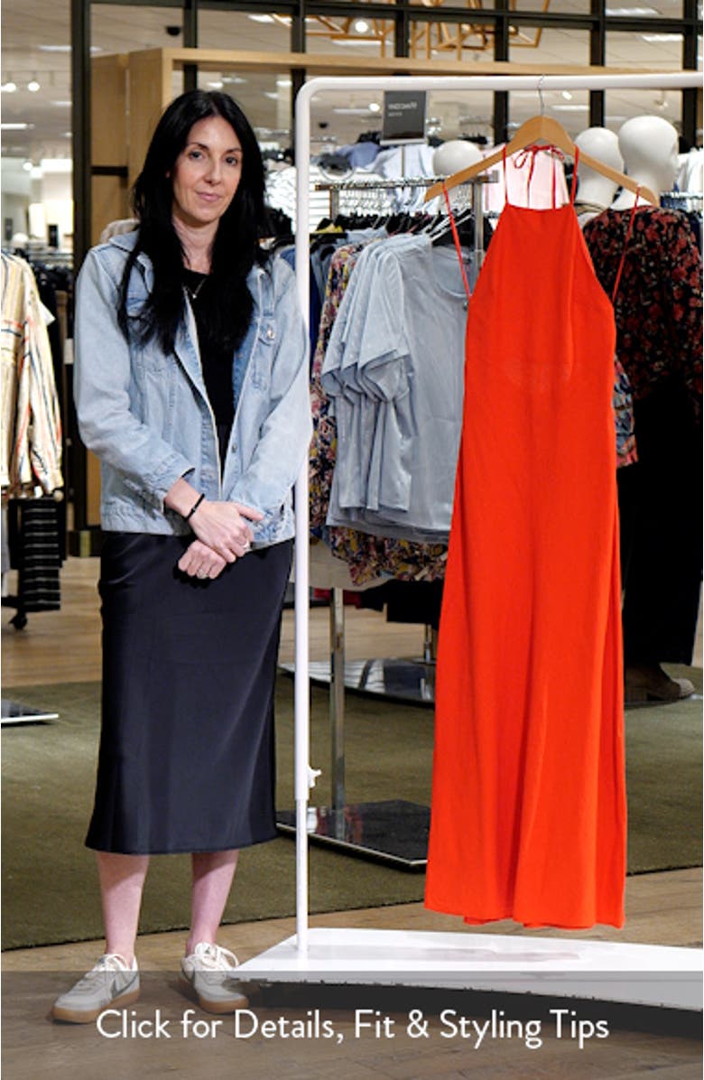 Halter Linen Blend Maxi Dress, sales video thumbnail