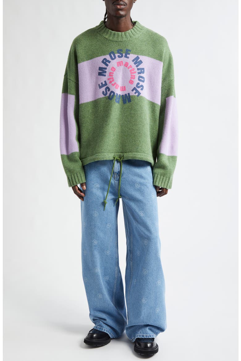 Circle Logo Lambswool Graphic Sweater, Alternate, color, GREEN