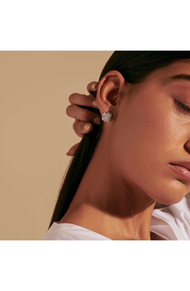 John Hardy Carved Chain Stud Earrings, Sterling Silver, Diamonds, Alternate, color, Silver