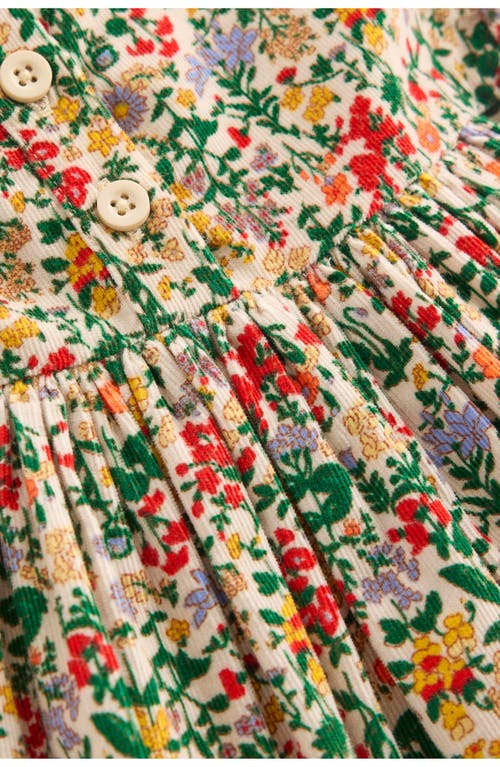 Mini Boden Kids' Floral Long Sleeve Corduroy Dress In Multi