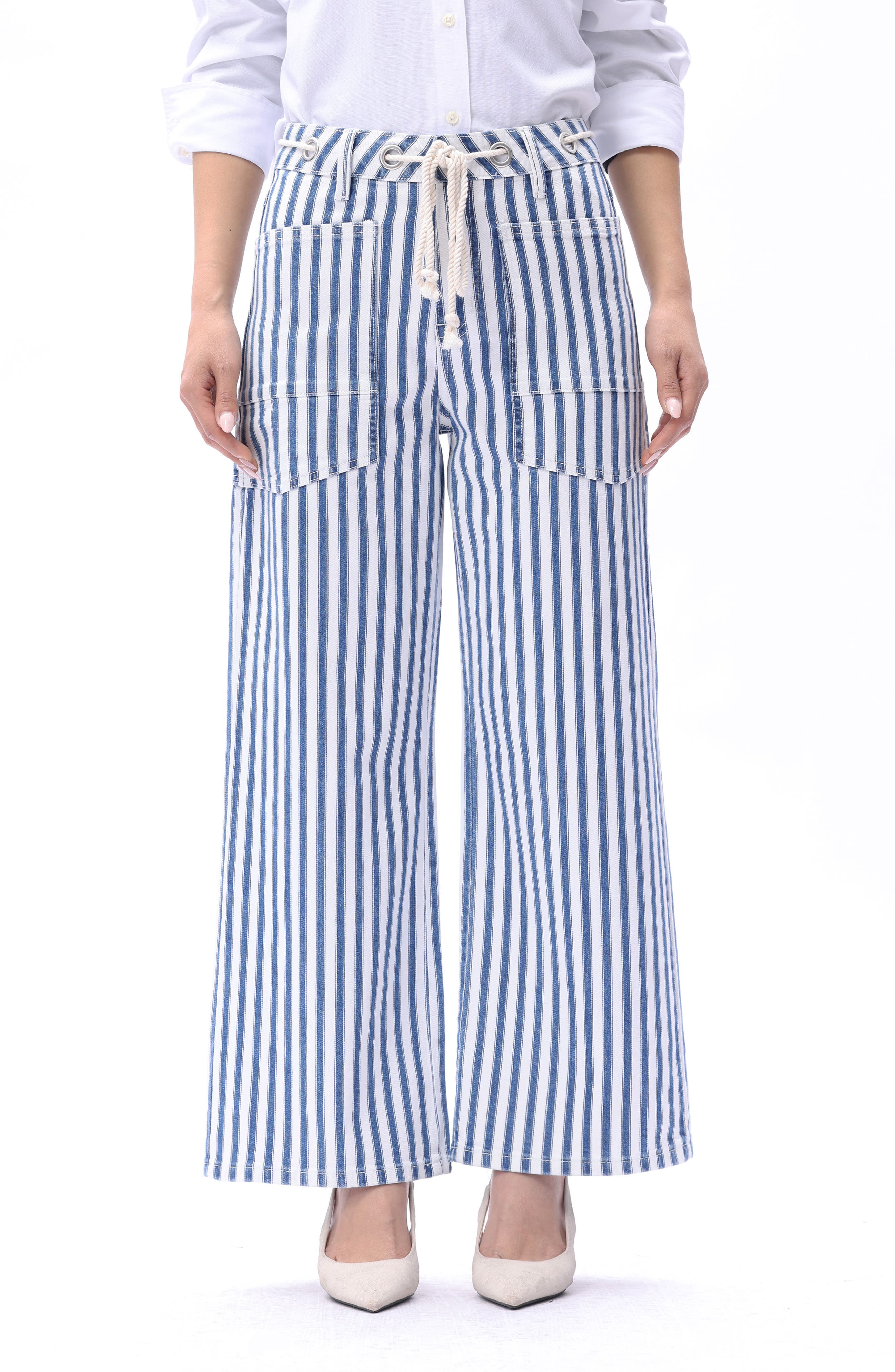Tamsin Drawstring High Waist Wide Leg Jeans