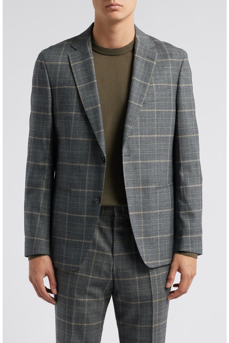 Huge Plaid Stretch Virgin Wool Suit, Alternate, color, OPEN GREY