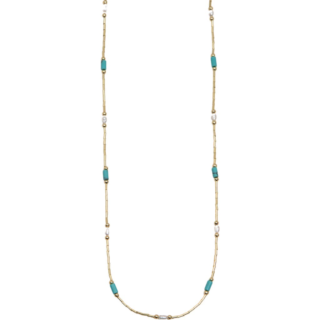 Argento Vivo Sterling Silver Faux Pearl & Turquoise Liquid Beaded Necklace