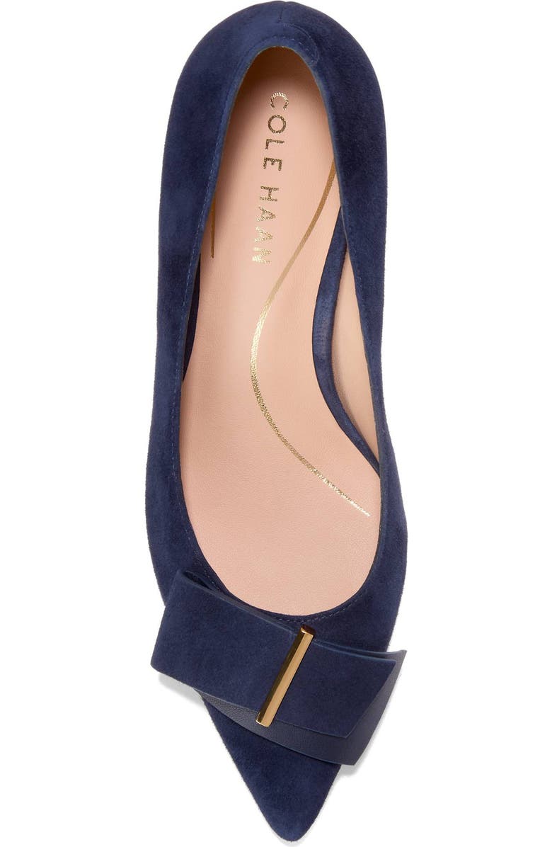 Cole Haan Felicia Bow Pointed Toe Pump, Alternate, color, Ch Midnight Moon Suede