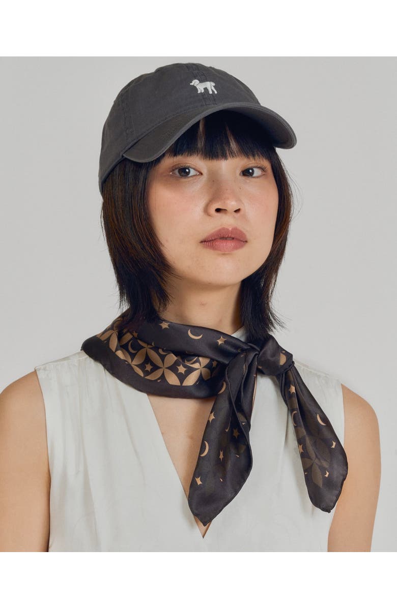 Lost Pattern "Moonlit Stars" Silk Bandana Scarf, Alternate, color, Black