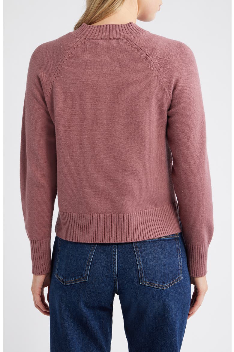 Mock Neck Raglan Sleeve Sweater, Alternate, color, DUSTY ROSE