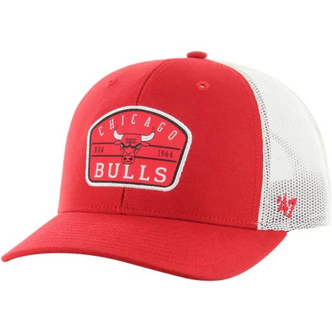 Men's '47 Red Chicago Bulls Semi Patch Trucker Adjustable Hat