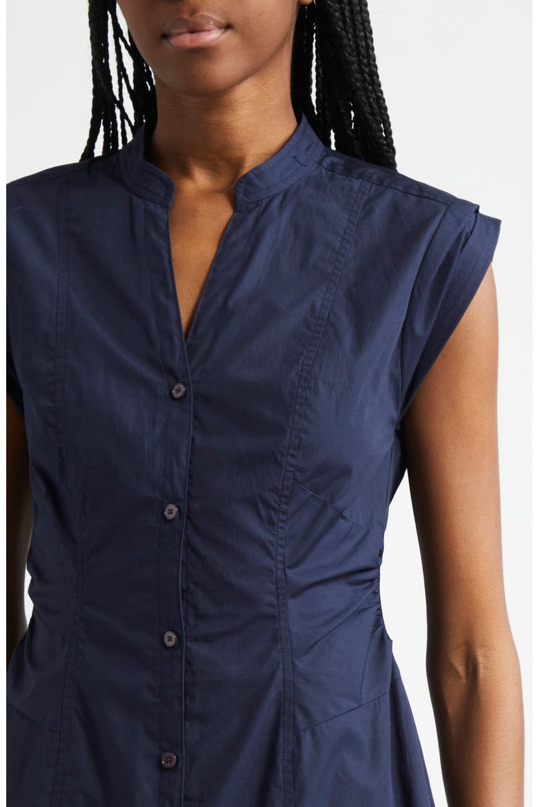 Elyse Short Sleeve Tiered Cotton Shirtdress, Alternate, color, BLACK