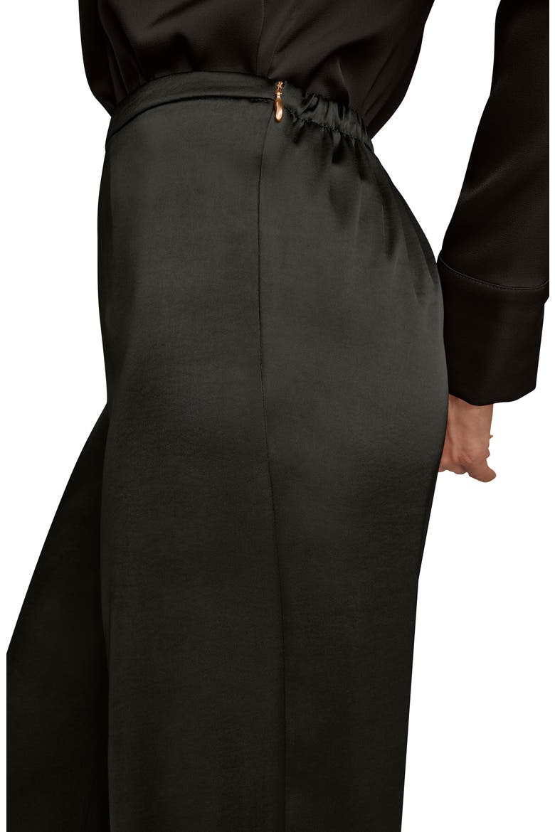 Wide Leg Satin Pants, Alternate, color, BLACK