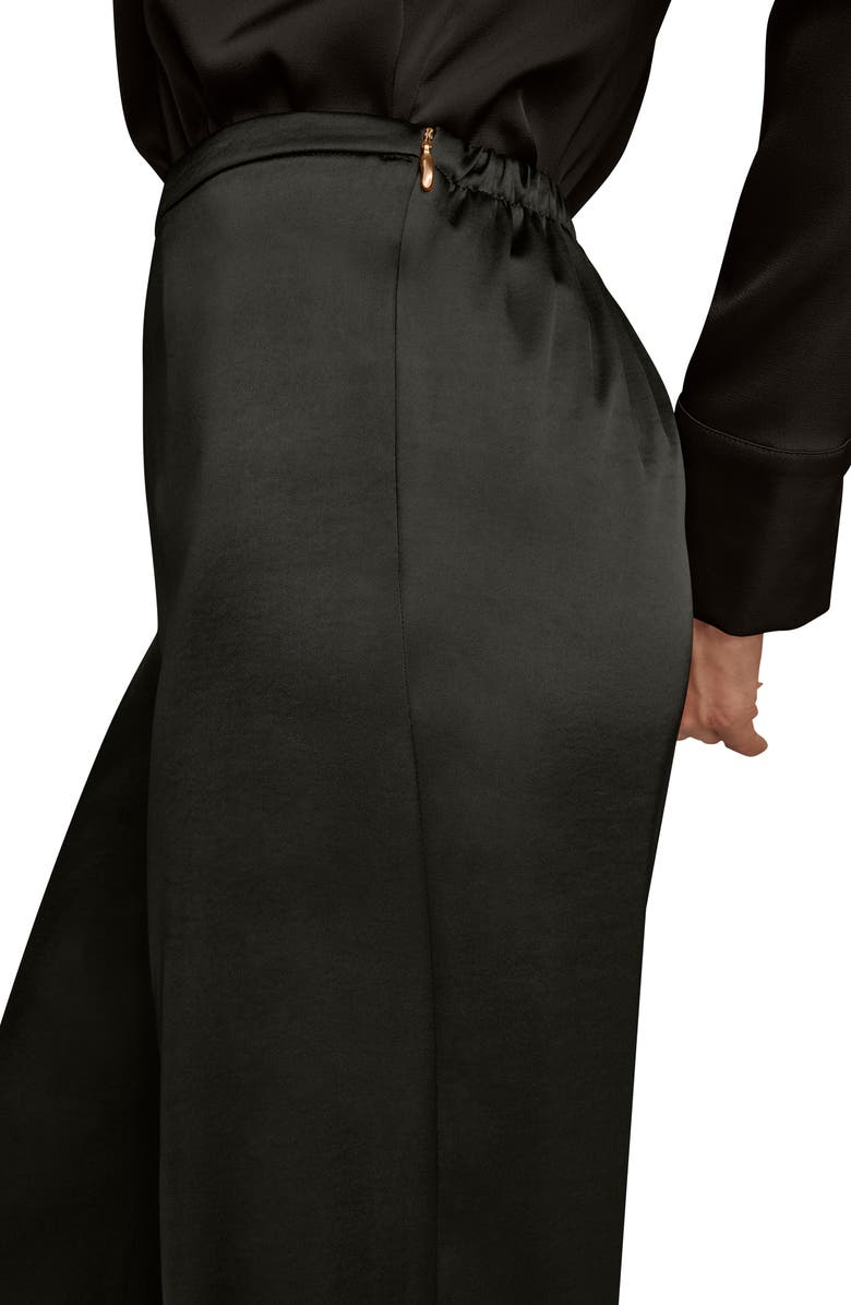 Donna Karan New York Wide Leg Satin Pants, Alternate, color, Black