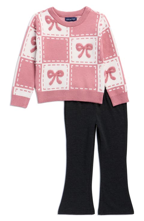 Kids' Bow Chenille Sweater & Flare Leggings Set (Toddler & Little Kid)
