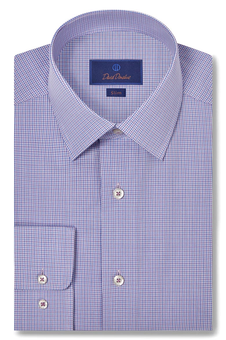 Slim Fit Micropoplin Dress Shirt, Main, color, BLUE/ PURPLE