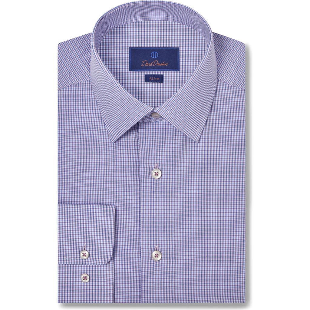David Donahue Slim Fit Micropoplin Dress Shirt In Blue