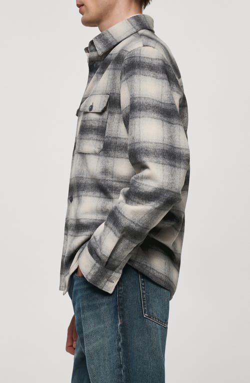 Mango Men's Pockets Detail Plaid Wool Overshirt In Grey