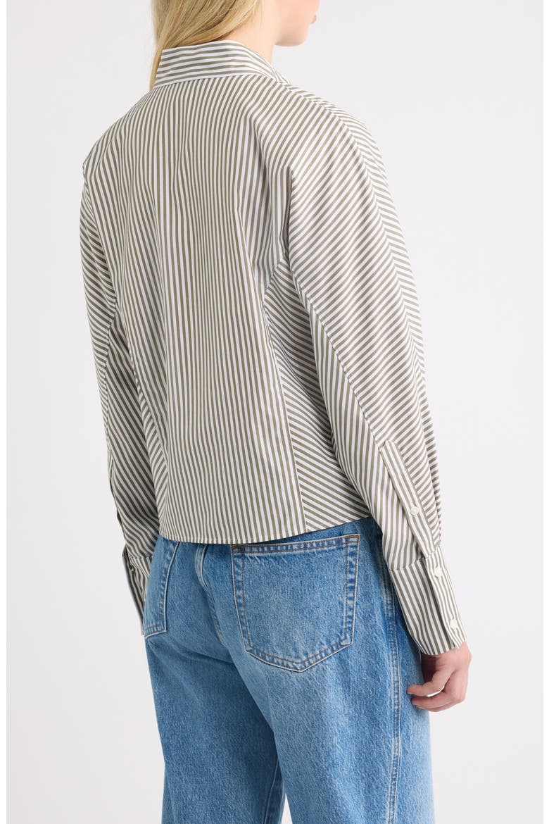 Dustin Striped Cotton Poplin Shirt, Alternate, color, OLIVE STRIPE