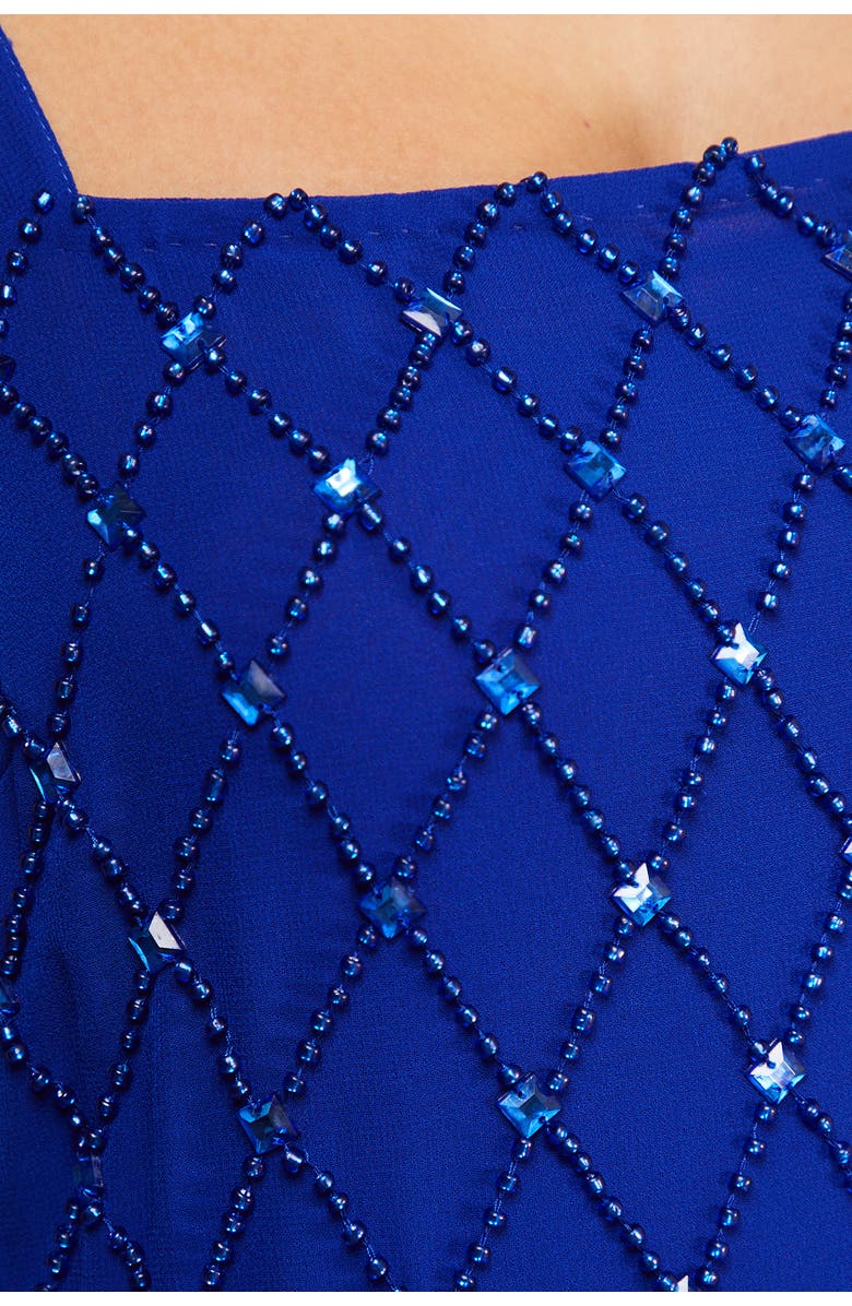 Warehouse Hand Embellished Fringe Hem Midi Dress, Alternate, color, Cobalt