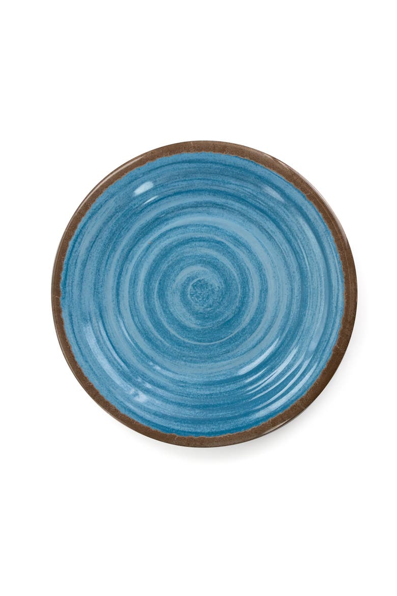 Rippled Tides 12 Piece Lightweight Melamine Dinnerware Set, Alternate, color, Blue
