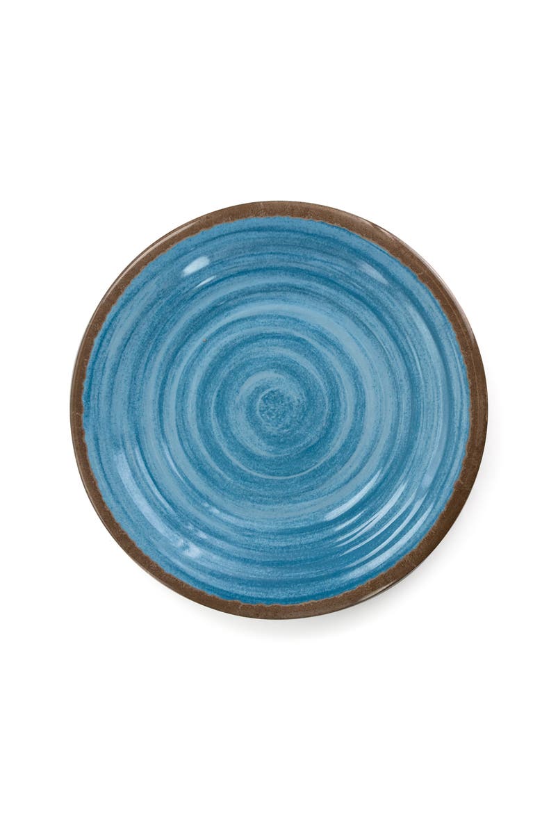 Elama Rippled Tides 12 Piece Lightweight Melamine Dinnerware Set, Alternate, color, Blue