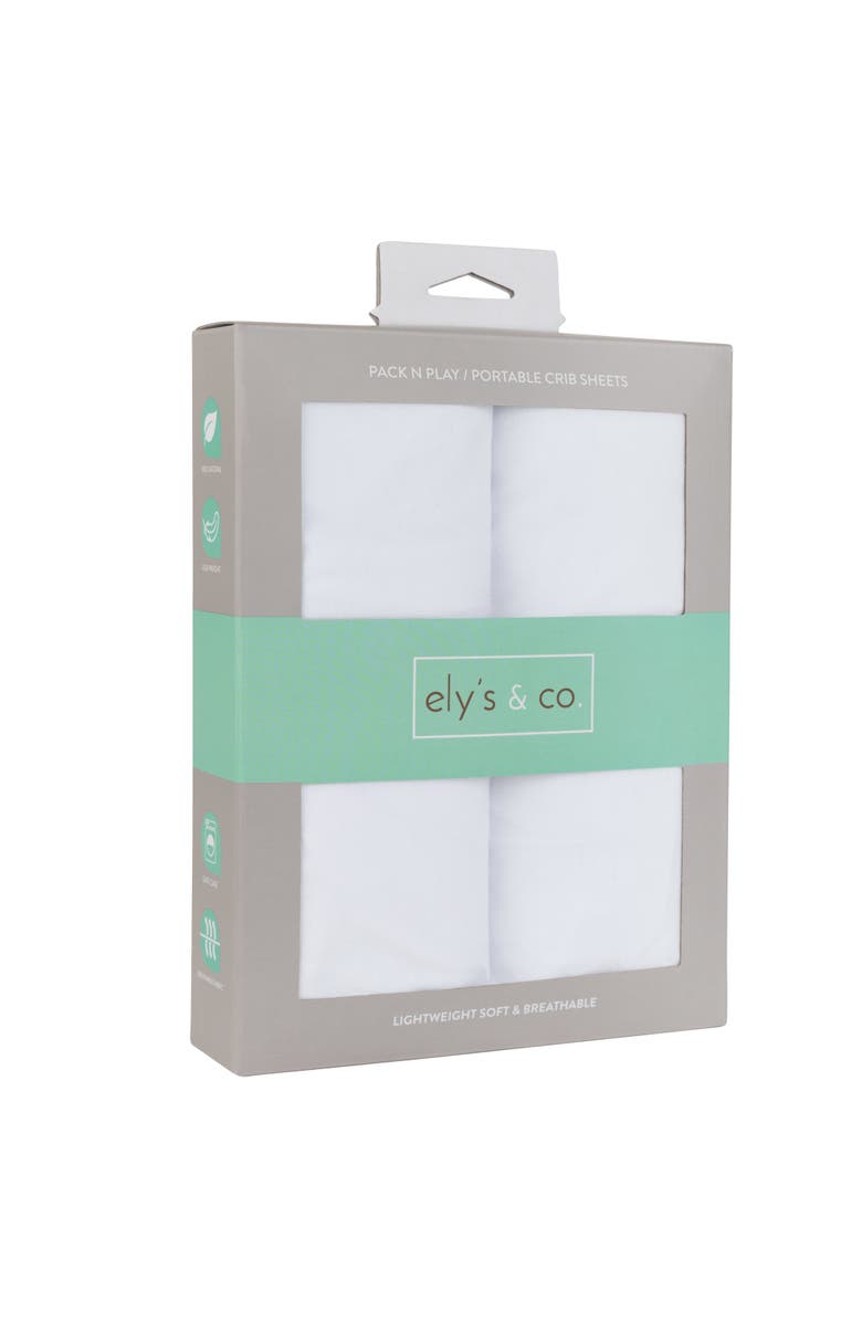 Ely's & Co. Baby Fitted Pack n Play - Mini Crib Sheet 2 Packs, Alternate, color, Solid White