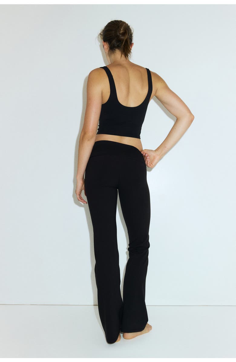 H&M Low Waist Flared Sports Leggings With Softmove, Alternate, color, Black