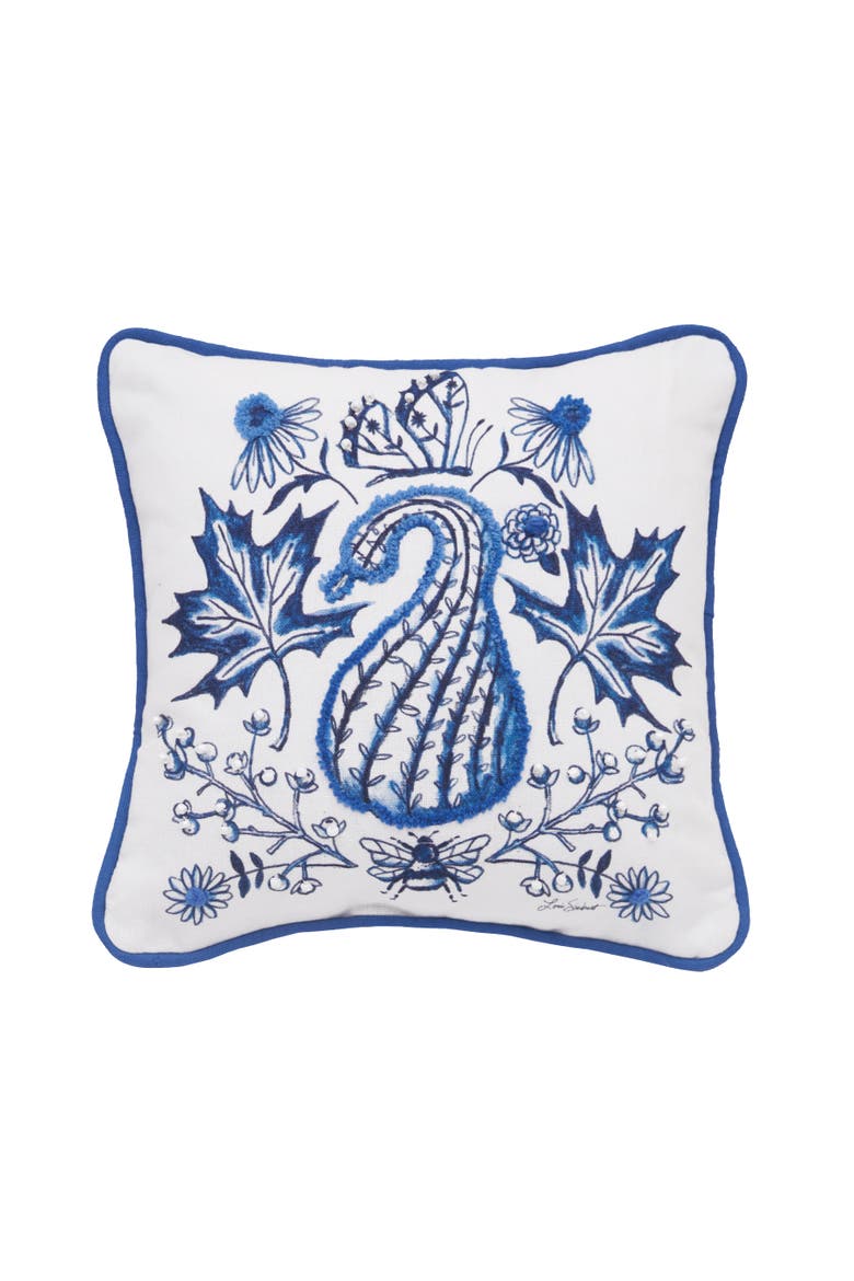 Blue Harvest Gourd Small/Petite Accent Pillow, Main, color, Blue