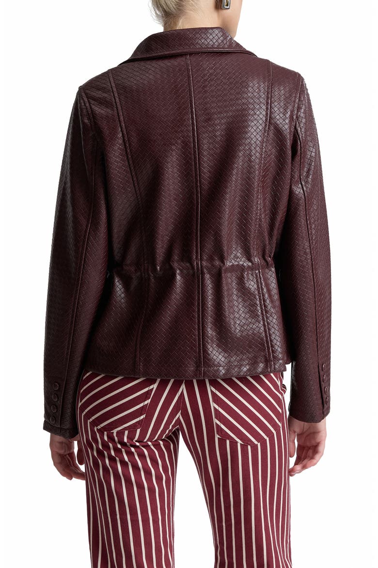 Woven Faux Leather Jacket, Alternate, color, BURGUNDY
