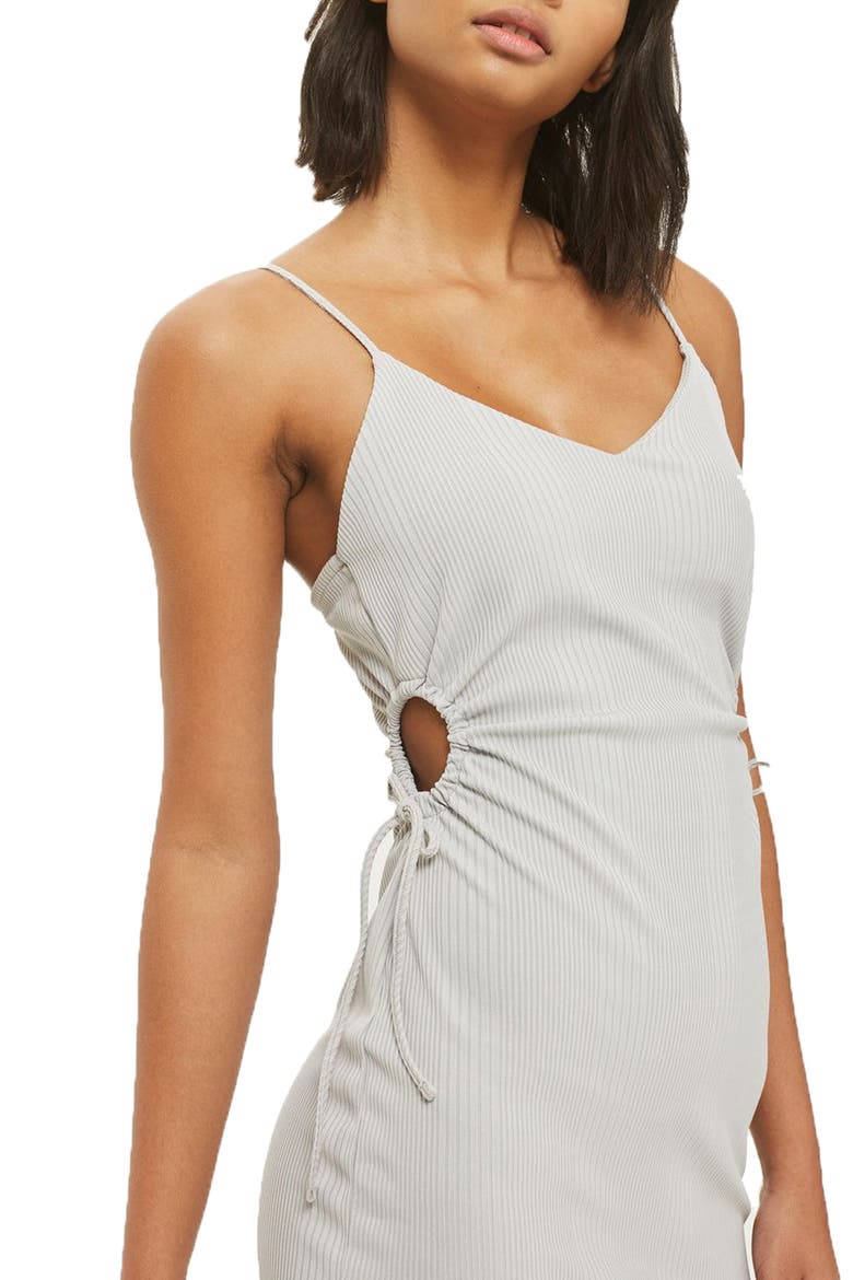Drawstring Cutout Body-Con Dress, Alternate, color, LIGHT GREY