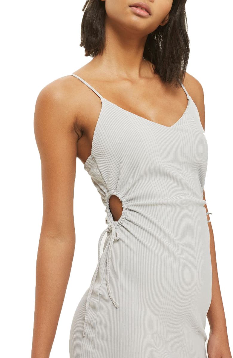 Topshop Drawstring Cutout Body-Con Dress, Alternate, color, 