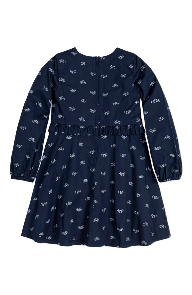 Hope & Henry Baby Girls' Ruffle Waist Dress, Infant, Alternate, color, Navy Bicycle Print