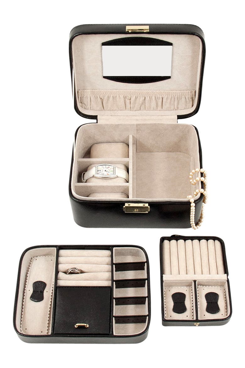 Leather Jewelry Box, Alternate, color, BLACK