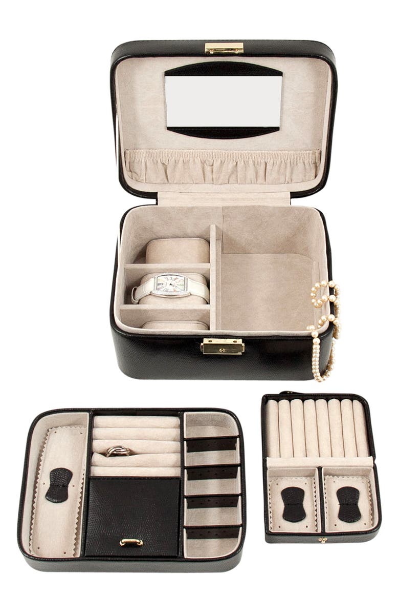 Bey-Berk Leather Jewelry Box, Alternate, color, Black