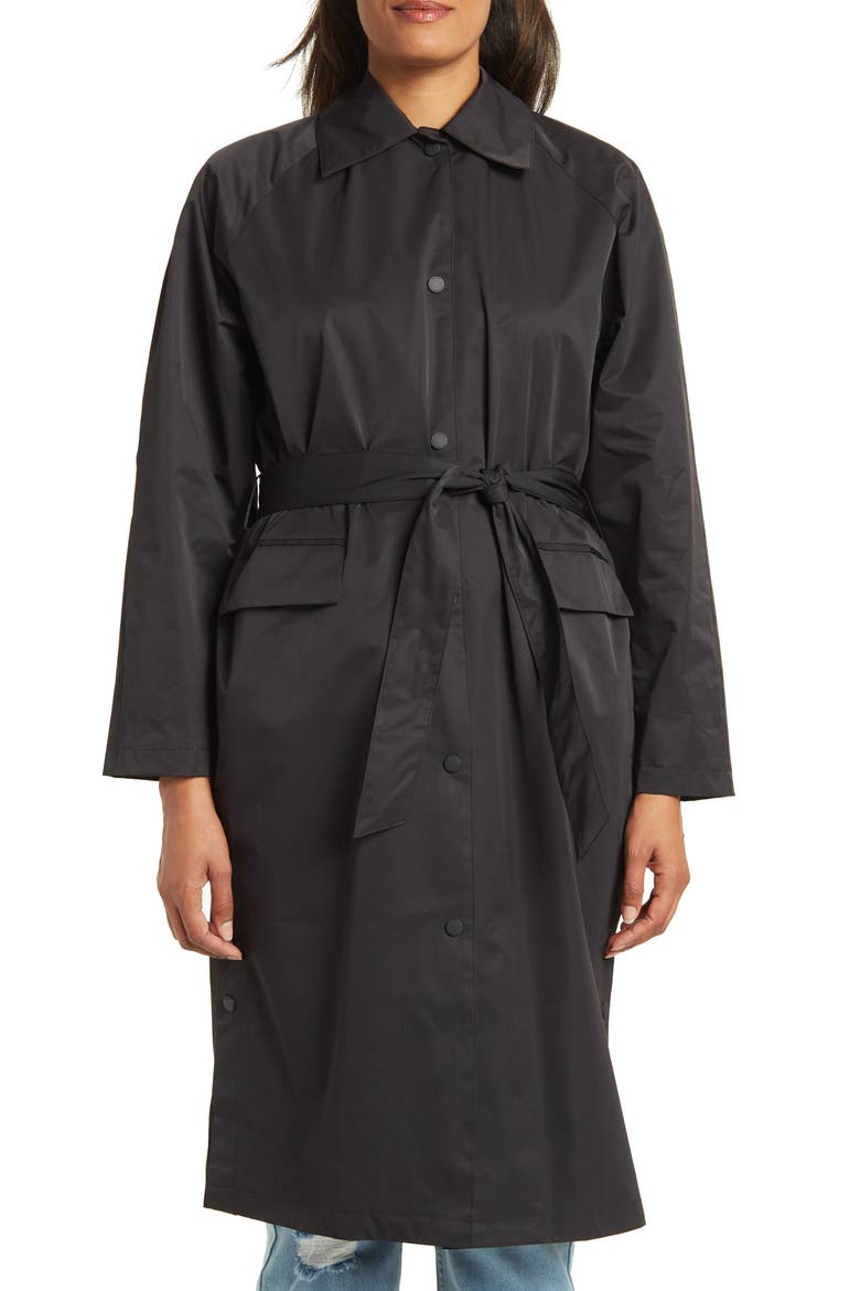 Janie Long Rain Jacket, Alternate, color, BLACK