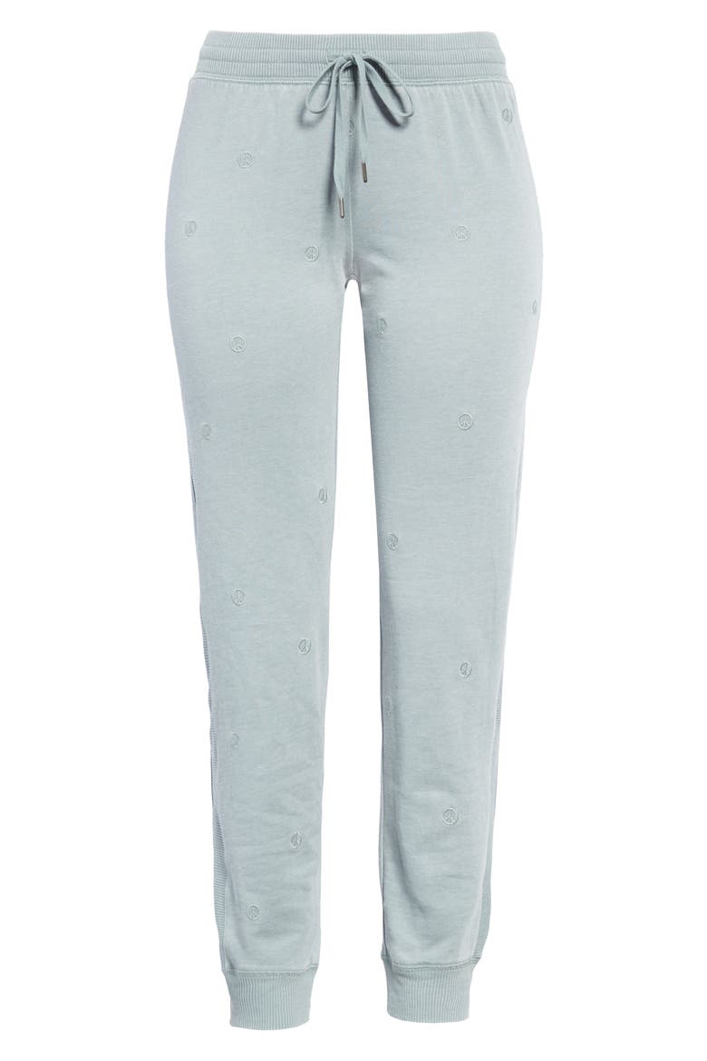 Peace Embroidered Lounge Pants, Alternate, color, SOFT MOSS