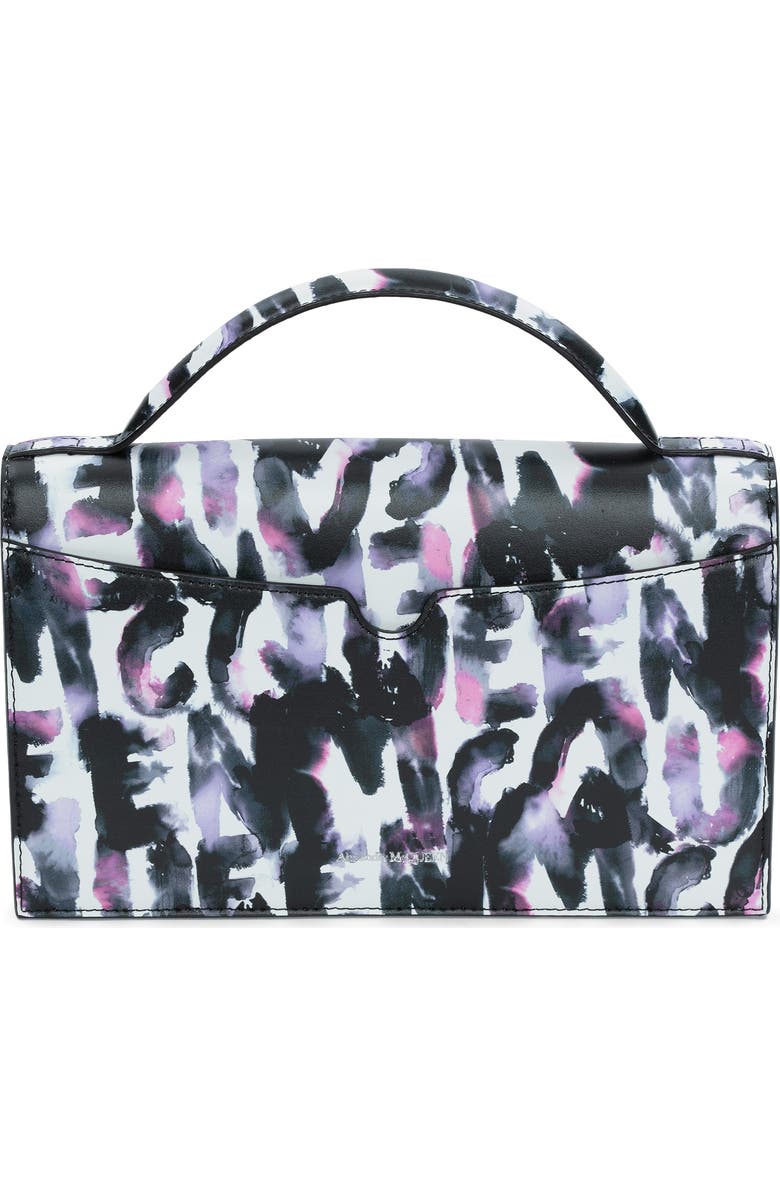 McQueen Medium Skull Watercolor Graffiti Leather Top Handle Bag, Alternate, color,