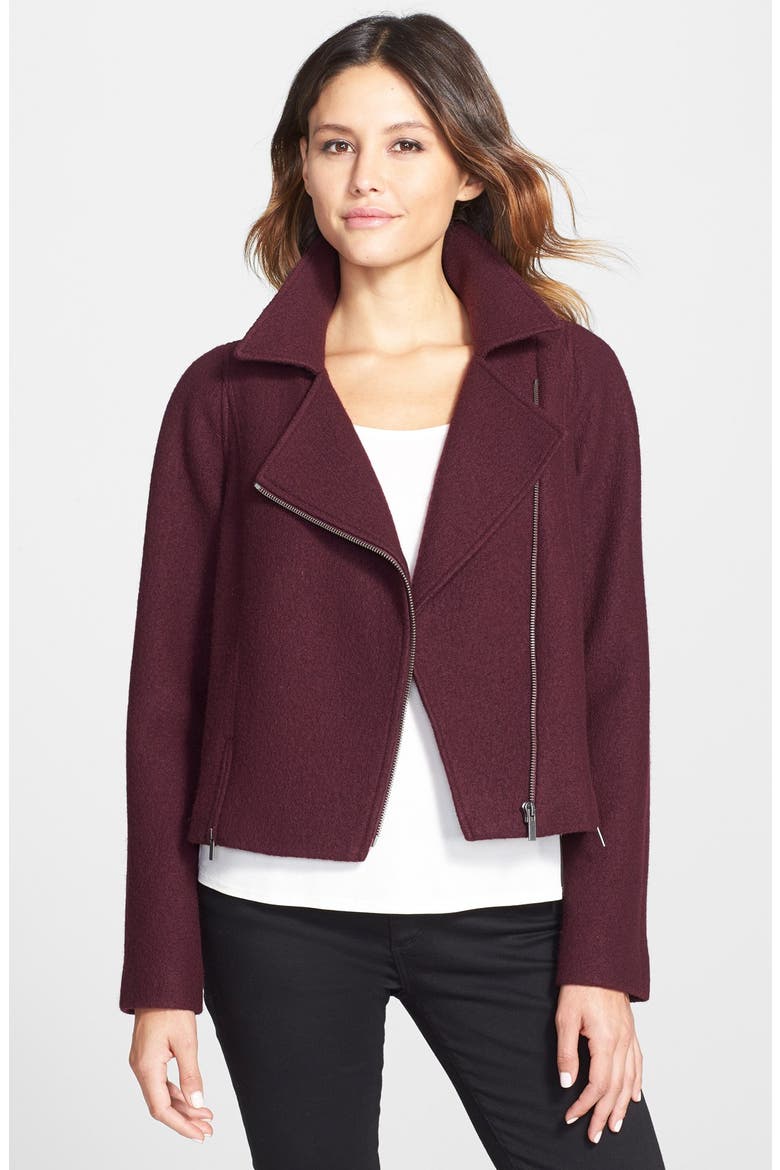 'Ariel' Boiled Wool Jacket, Main, color, PURPLE EGGPLANT