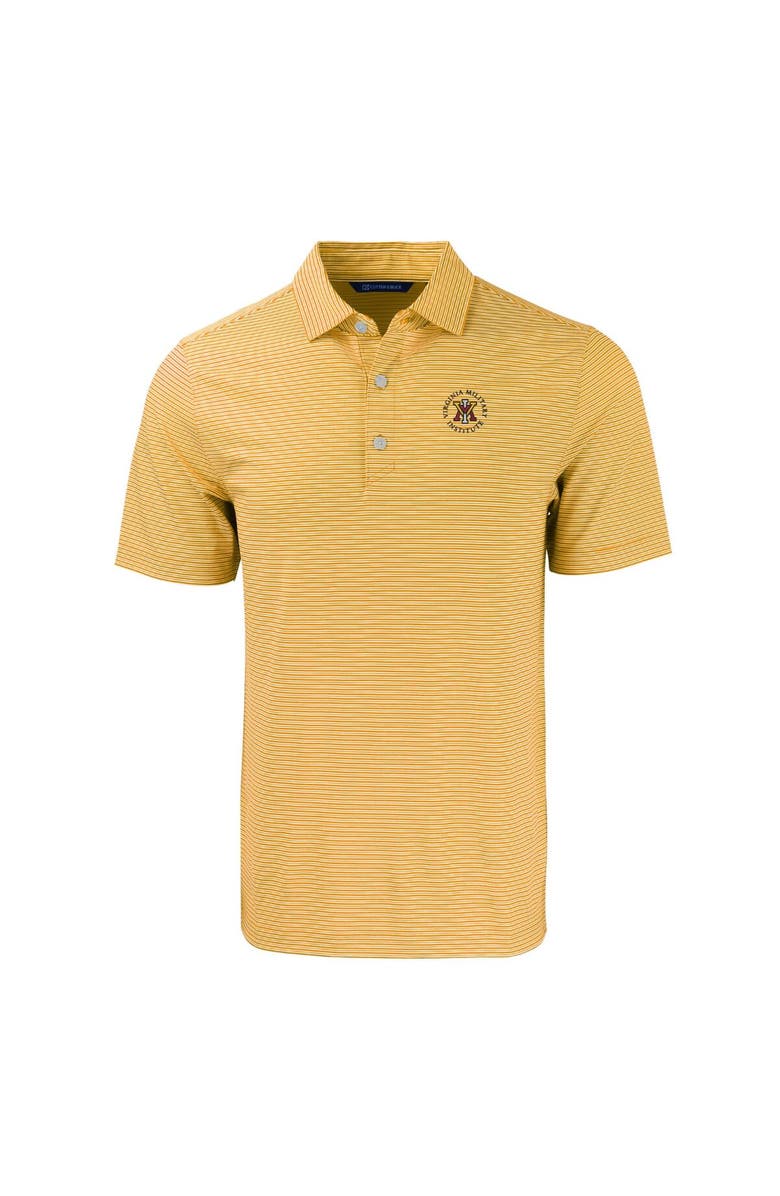Cutter & Buck Men's Cutter & Buck  Gold/White Virginia Military Institute Keydets Forge Eco Double Stripe Stretch Recycled Polo, Alternate, color, 