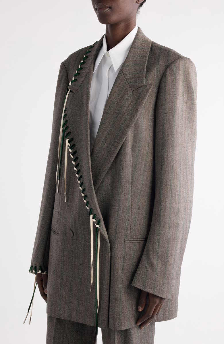 Dries Van Noten Blink Whipstitched Double Breasted Oversize Blazer, Alternate, color, Grey Melange