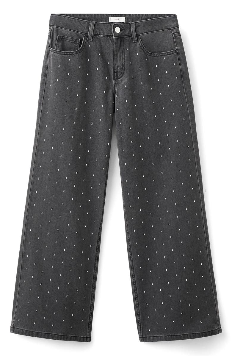 MANGO TEEN Rhinestone Detail Jeans, Main, color, Black Denim