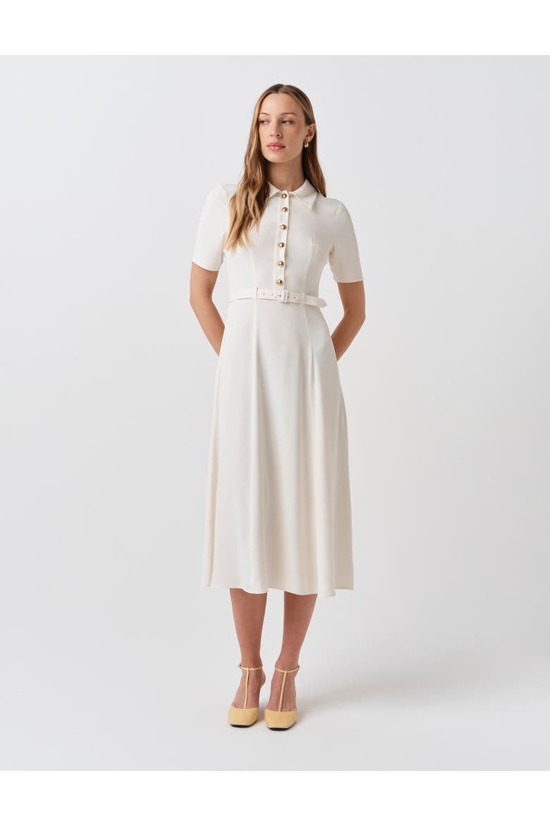 Amanda Collared Midi Shirt Dress, Alternate, color, Ivory